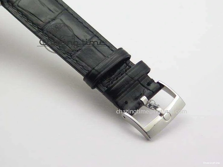 0205 Flexible De Ville MK 1:1 Best Edition SS White Dial On Black Leather Asian Seagull T1701 (Sec@6) 8244